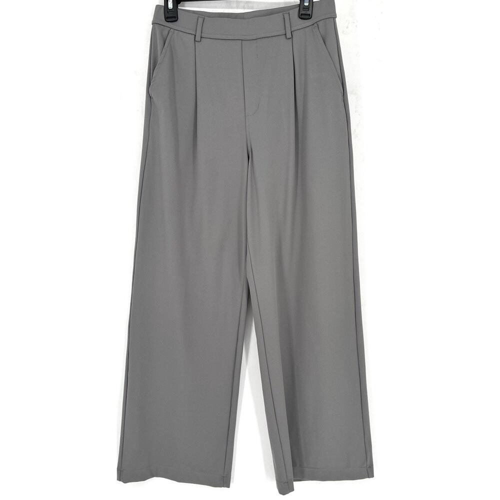 Halara Medium Gray Wide Leg Work Pants Stretch High Rise Pull On Trouser M - Picture 2 of 7